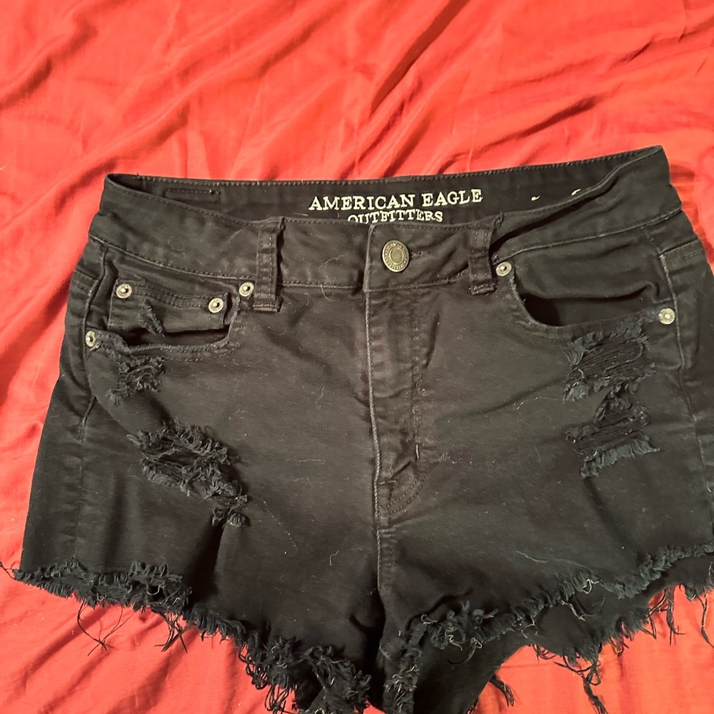American Eagle Outfitters Black Distressed Women's Shorts Hi-Rise Festival